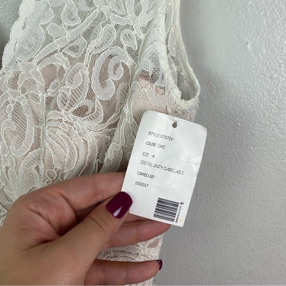 NWT After Six | Cameo Blush Ivory Cocktail Length Classic Lace Dress 4 - Picture 11 of 13